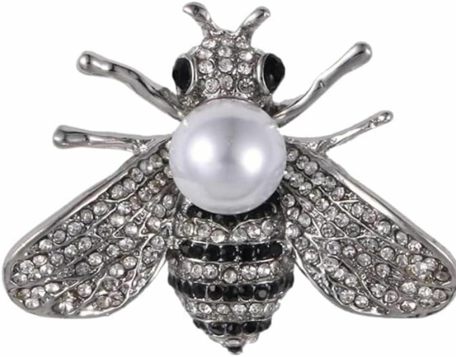 COLORFUL BLING Rhinestone Pearl Bee Brooch Honey Bee Lapel Pin Vintage Crystal Insect Pin For Women Men Wholesale