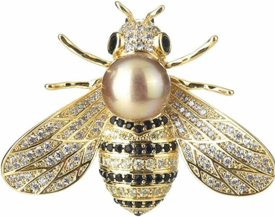 COLORFUL BLING Rhinestone Pearl Bee Brooch Honey Bee Lapel Pin Vintage Crystal Insect Pin For Women Men Wholesale