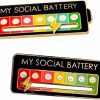 Mullike Social Battery Slider Pin Funny Rainbow Mood Brooch Pin For 7 Days A Week Enamel Lapel Pins Jewelry Gift For Women Man Teen 2Pcs Wholesale