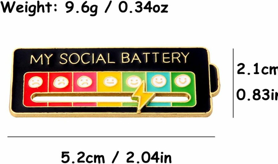 Mullike Social Battery Slider Pin Funny Rainbow Mood Brooch Pin For 7 Days A Week Enamel Lapel Pins Jewelry Gift For Women Man Teen 2Pcs Wholesale