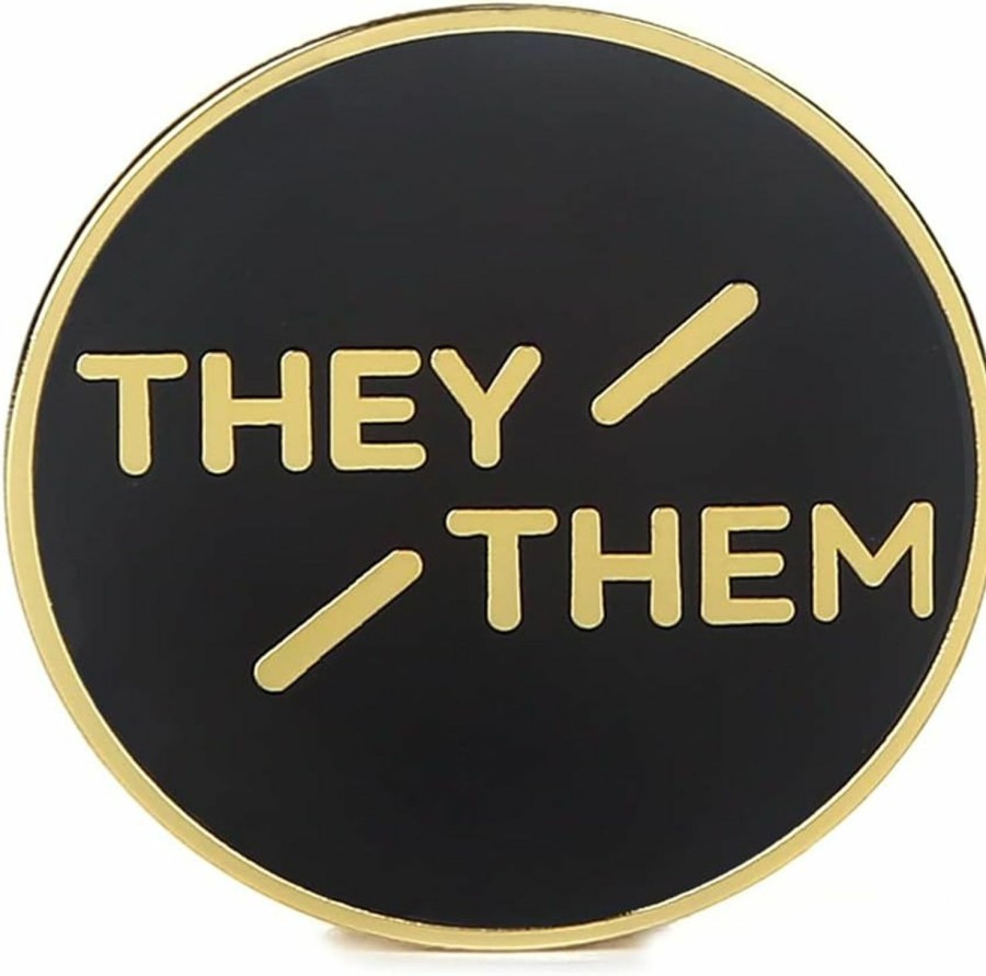 Amazon They Them Pronoun Brooch Button Non-Binary Badge Enamel Lapel Pin - Nb Pride Genderqueer Gender Identity Pin Clearance