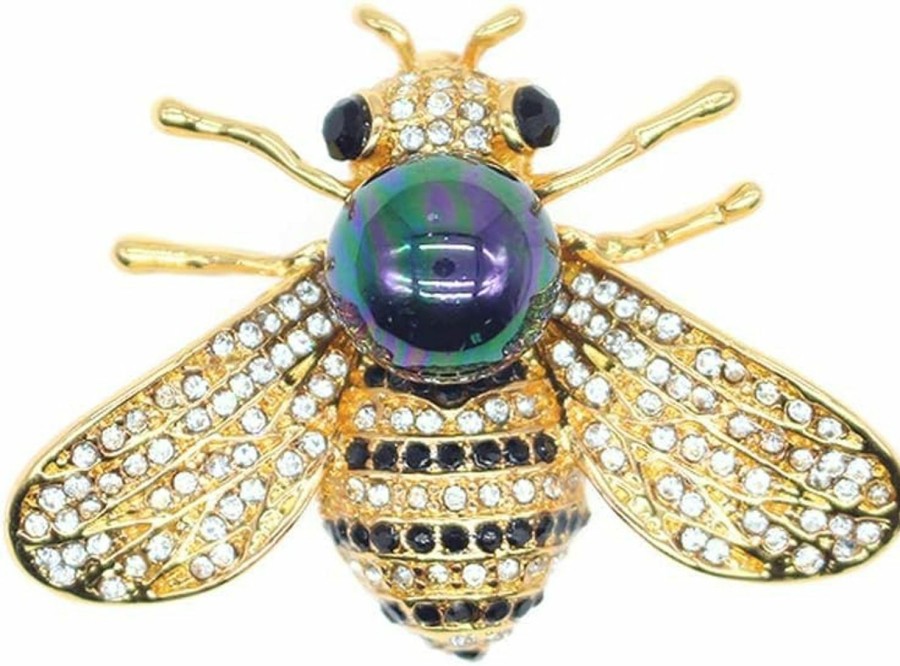 HSQYJ Honey Bee Brooches Crystal Insect Themed Bee Brooch Animal Fashion Shell Pearl Brooch Pin Gold Tone Best