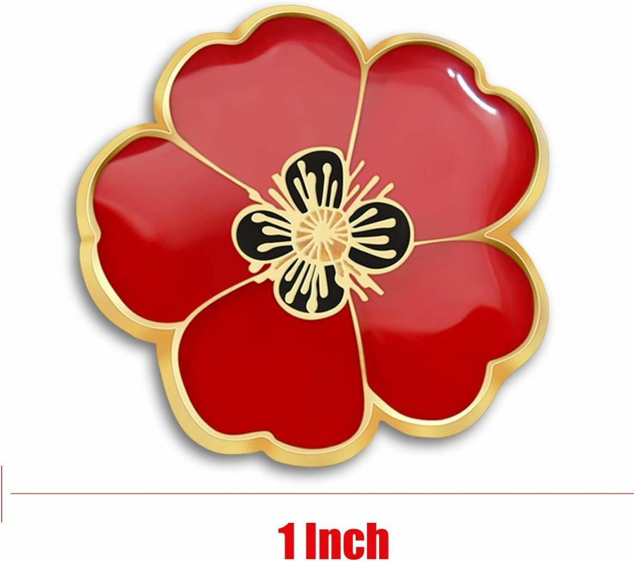 MIDLE 2/20/50/100Pcs Memorial Day Veterans Day Flower Enamel Lapel Pin 1", Souvenir For Men Women Clothes Bags Hats Clearance