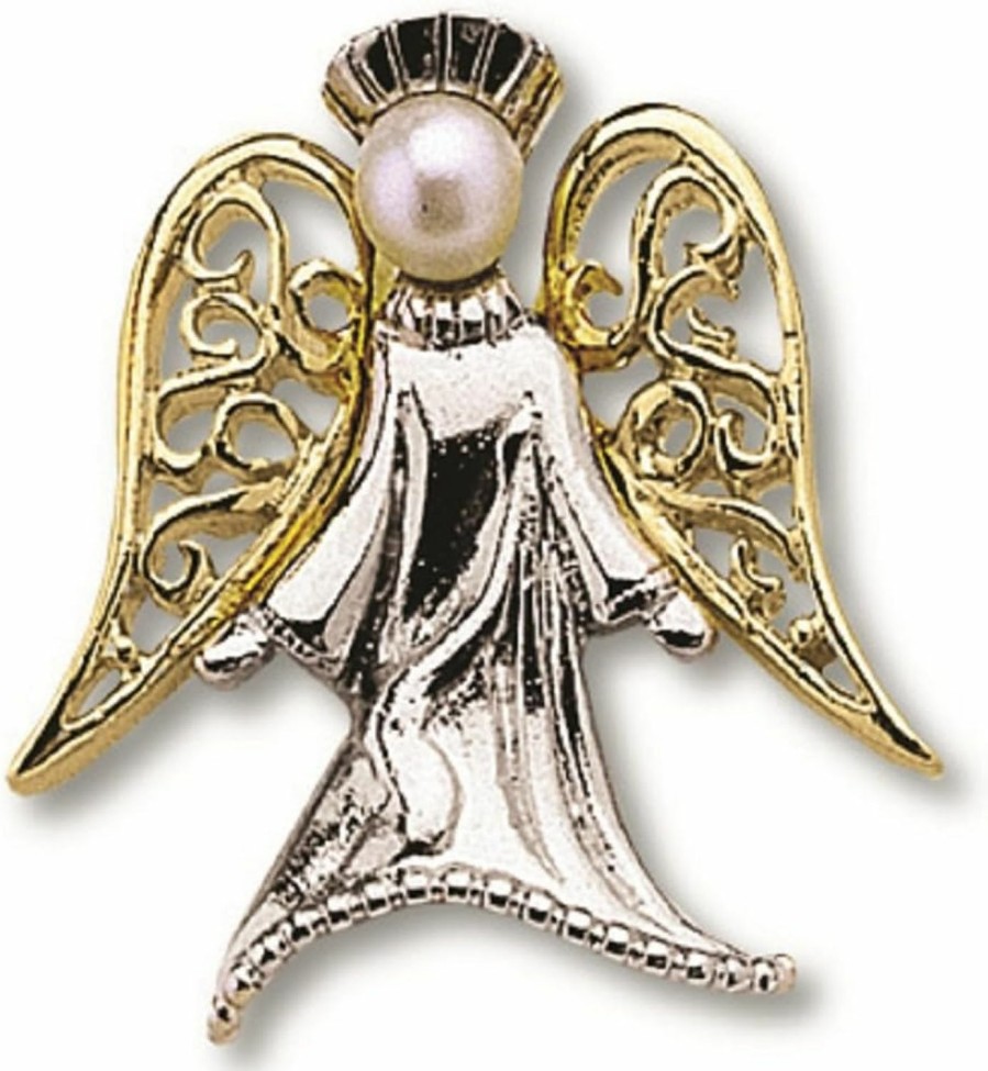 H. J. Sherman Guardian Angel Silver With Gold Wings Lapel Pin On Header Card Wholesale