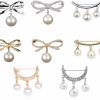 Chamvino Chamvino 8Pcs Pearl Bow Brooch Waist Fixed Clothes Accessories Sweater Anti-Glare Pin Pearl Brooch For Girls Women Best