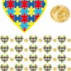 CINFAC 12/25/50/100 Pcs Heart Metal Autism Awareness Pin Lapel Pins Multi Color Autism Puzzle Piece Brooches Pins Autism Awareness Accessories For Clothing Bulk New