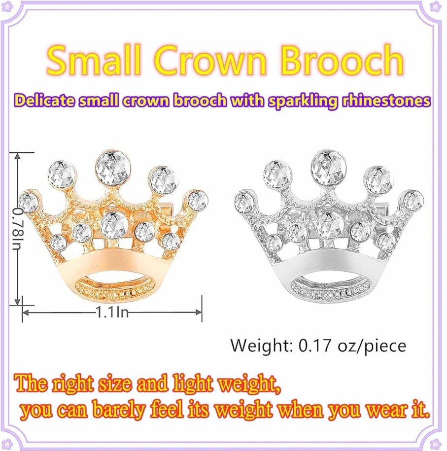 Joixy Lot Of Small Crown Brooch Pins For Women Men Set Fashion Elegant Noble Golden Silver Crown Brooches Pin For Women'S Ladies Brooches Bulk New