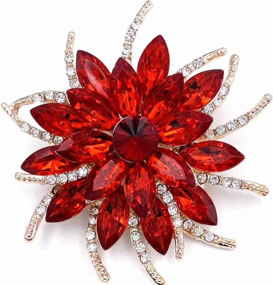 LAXPICOL Laxpicol Vintage Women'S Austrian Crystal Elegant Flower Brooch Poppy Brooch Wreath Wedding Broach Pin Wholesale