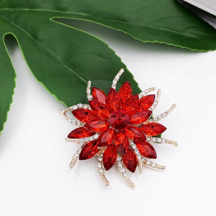 LAXPICOL Laxpicol Vintage Women'S Austrian Crystal Elegant Flower Brooch Poppy Brooch Wreath Wedding Broach Pin Wholesale