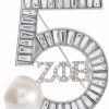 HUSURU Zeta Sorority Brooch Five Numbers Greek Letters Pearl Broach Pin Black Lady Social Zpb Jewelry Gift For Finer Women Clearance