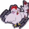 LATINDAY Latinday Cluck Around And Find Out Brooch Angry Chicken Enamel Pin Bird Knife Funny Badge Wholesale