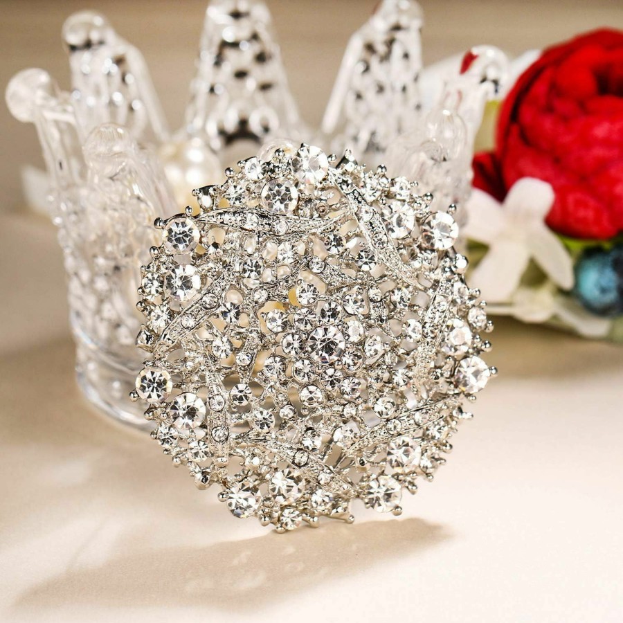 EVER FAITH Ever Faith Women'S Clear Austrian Crystal Elegant Flower Wedding Corsage Brooch Pin For Bride Bridesmaid Wholesale