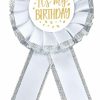 Generic White And Gold Satin Fabric It'S My Birthday Badge Pin,Happy Birthday Party Pin For Women And Men,Happy Birthday Party Button Pins New