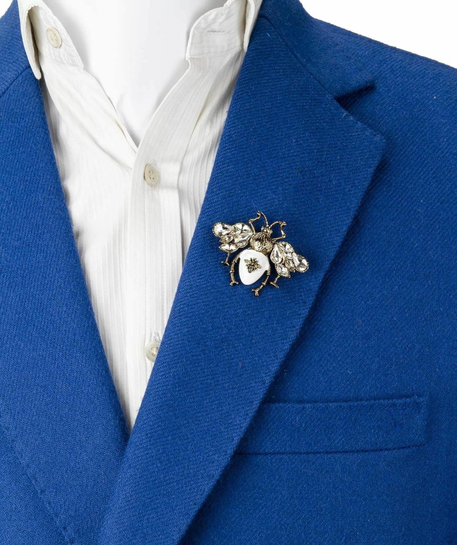 Knighthood Knighthood White And Matte Gold Bee With Stone Champagne Stone Multicolour Owl Brooch Best