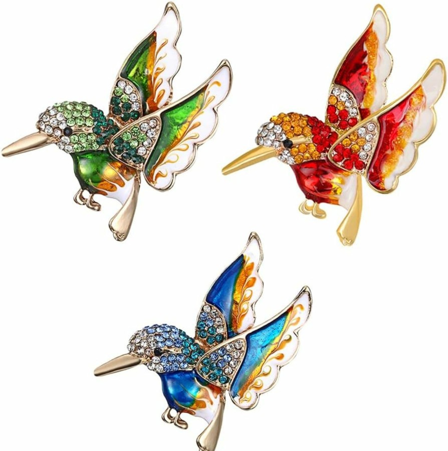 Acxico Acxico 3Pcs Fashion Color Enamel Hummingbird Alloy Brooches Women Party Skirt Clothing Accessories Brooch Bird New