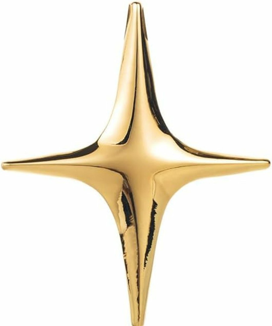 Dtja Gold Star Brooch Pin For Women Men Polished Stainless Steel Fashion Simple Brooches Lapel Pins Unique Hat Bag Dress Accessories Christmas Festival Holiday Birthday Party Jewelry Uni Gift Wholesale