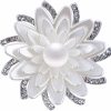 Merdia Merdia Floral Brooch Pin White Lotus Flower Brooches Simulated Crystal Corsage Brooch Best