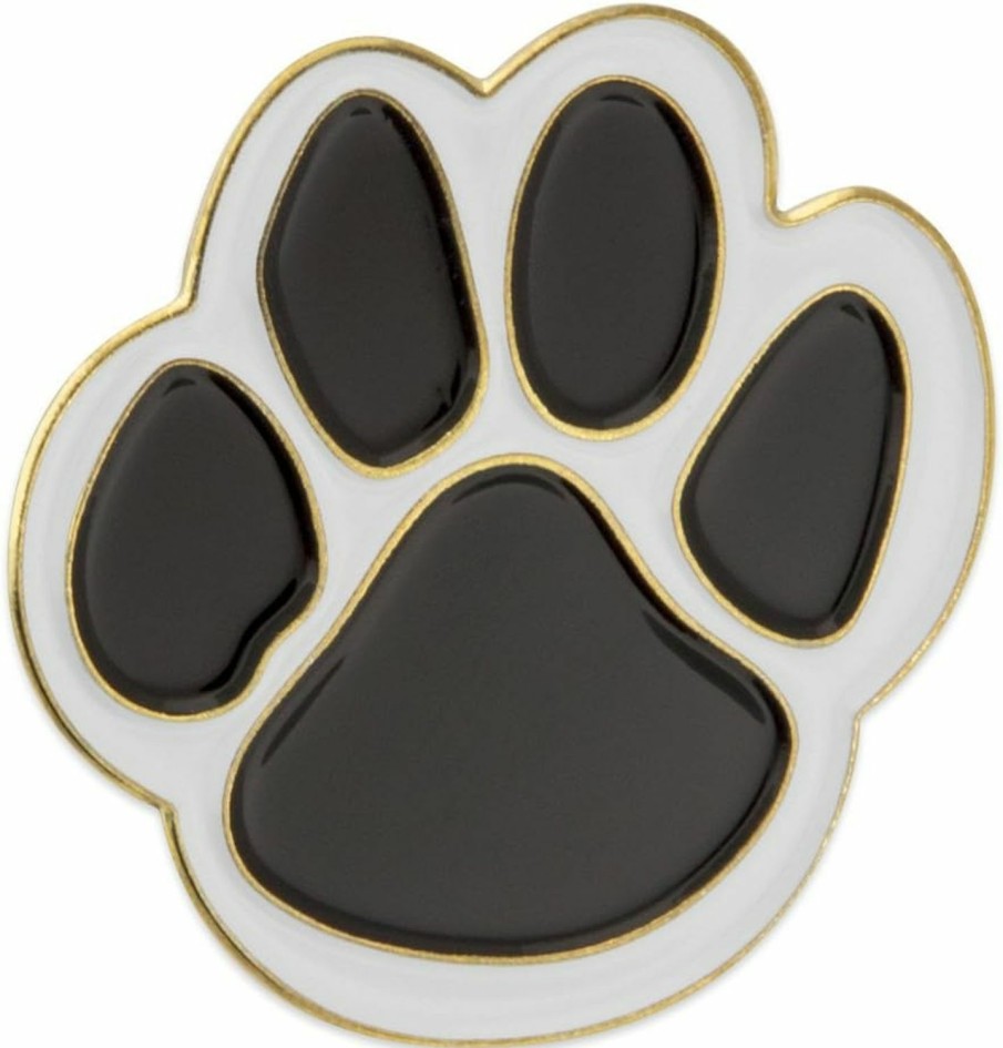 PinMart Pinmart'S Black And White Animal Paw Print School Mascot Enamel Lapel Pin Best