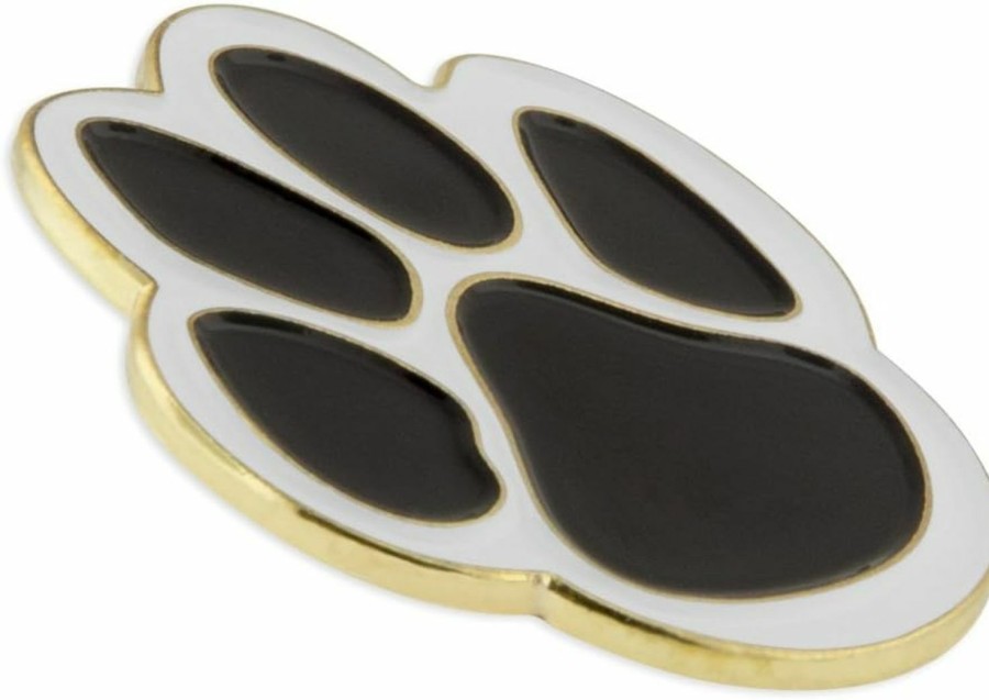 PinMart Pinmart'S Black And White Animal Paw Print School Mascot Enamel Lapel Pin Best