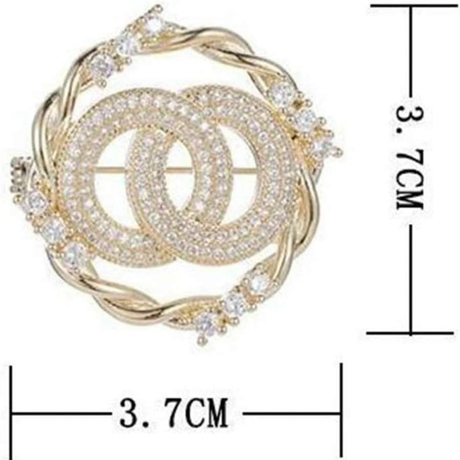 ZXCVWWE Rhinestone Double Circle Brooch Lapel Pins Crystal Brooches For Women Cardigan Shirt Badge Double Ring Large Brooch Badges On Backpack Shiny Zircon Brooches For Clothing Cute Pins Art Jewelry Gifts Best