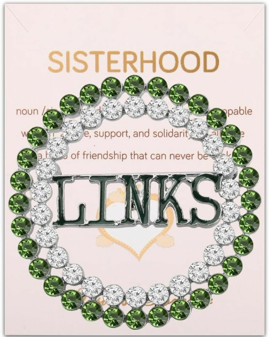 UJIMS Ujims Links Sorority Gift Pretty Green And White Sorority Sister Brooch Pin Sisterhood Jewelry Greek Sorority Bracelet Graduation Gift Wholesale