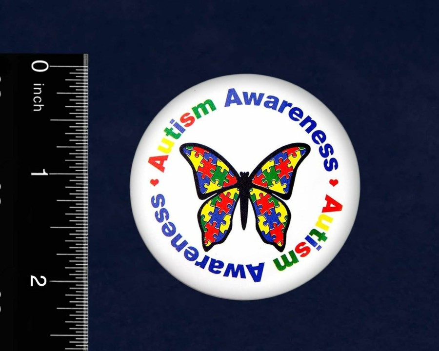 Fundraising For A Cause Fundraising For A Cause | Round Autism Awareness Butterfly Button Pins Inexpensive Pins For Autism/Asperger'S In A Bag Best