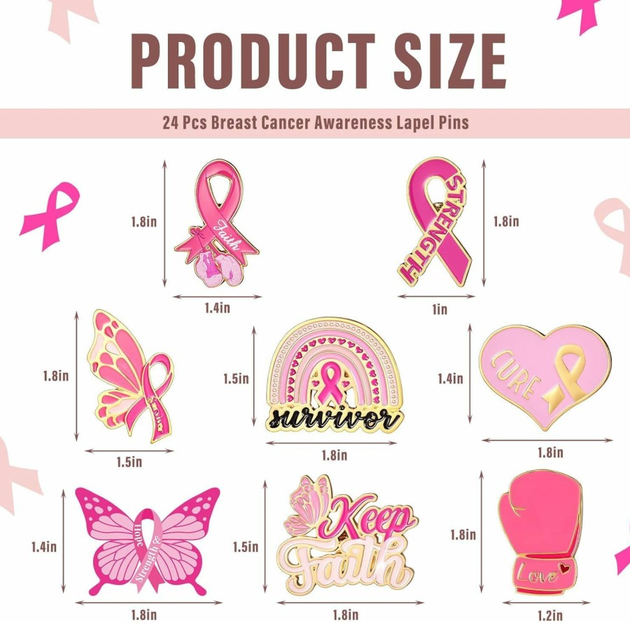 Crowye Crowye Breast Cancer Awareness Enamel Lapel Pin Women Breast Cancer Awareness Pink Ribbon Butterfly Brooch For Women Gifts Wholesale