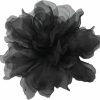 M&S Schmalberg Black Flower Gardenia 4.5\" Silk Organza Millinery Fabric Artificial Flowers Brooch Pin Handmade In Usa Wholesale