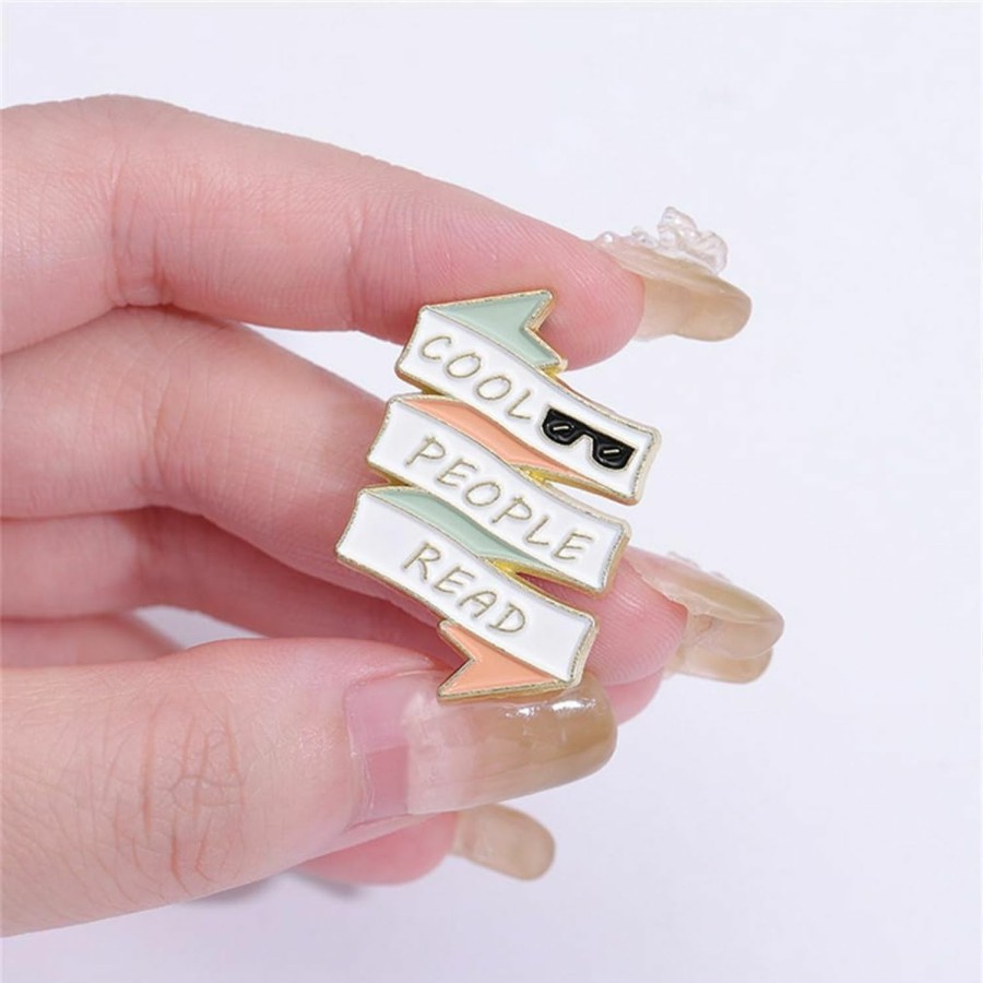 FOTN 5 Pcs Cartoon Book Brooch Badge Cartoon Flower Books Hard Enamel Pins Simple Reading Quotes Series Lapel Pins Readers Decoration Letter Brooch Jewelry Creative Cute Gifts For Reading Lovers Online