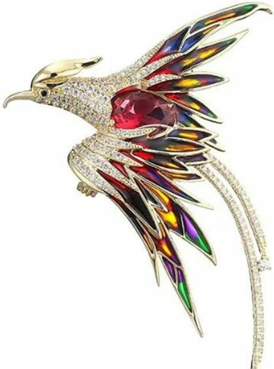 QUREZA Crystal Phoenix Bird Brooch Colorful Bird Brooches Rhinestone Animal Pin Fashion Jewelry Accessories Gifts Best