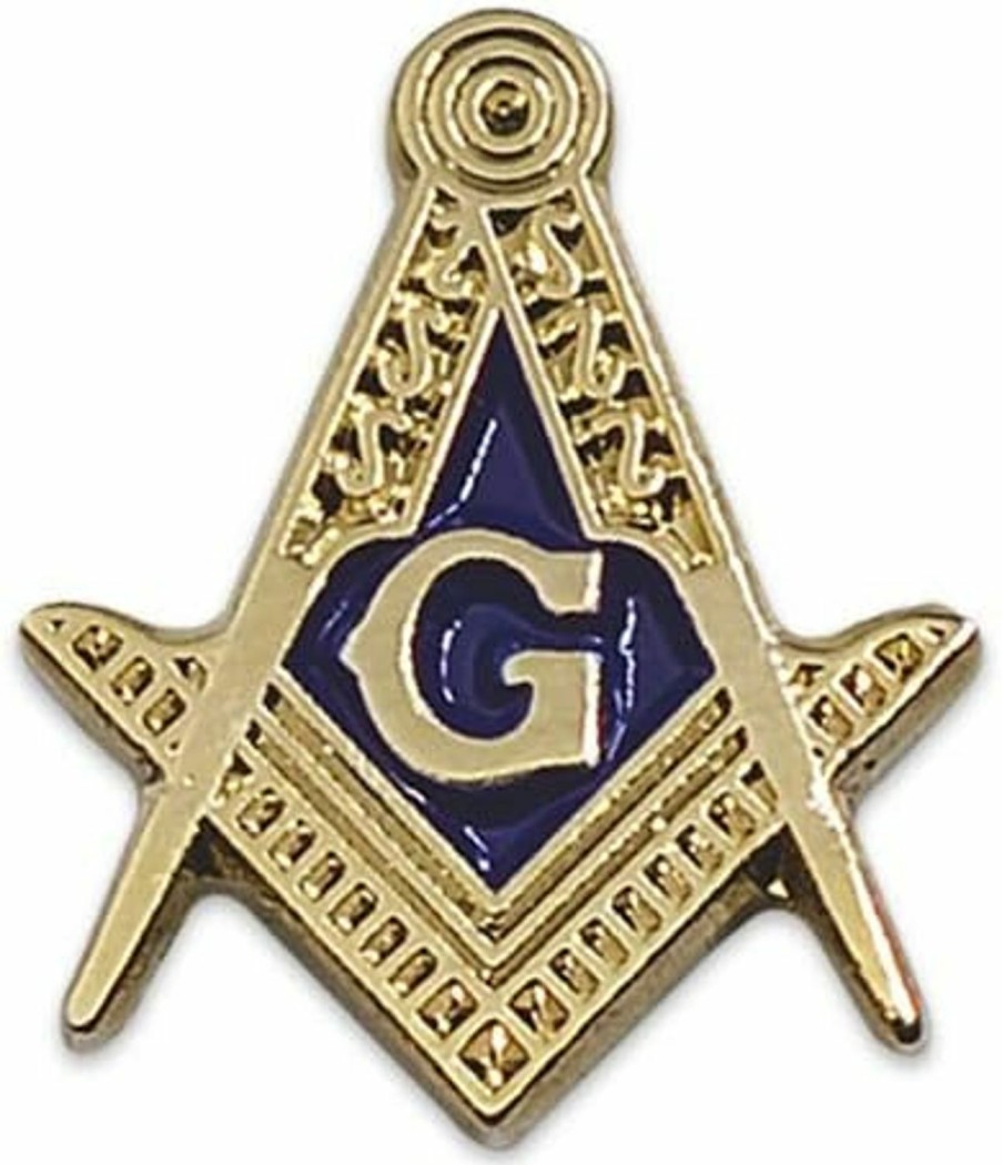 The Masonic Exchange Square & Compass Masonic Lapel Pin - [Gold & Blue][5/8'' Tall] Hot