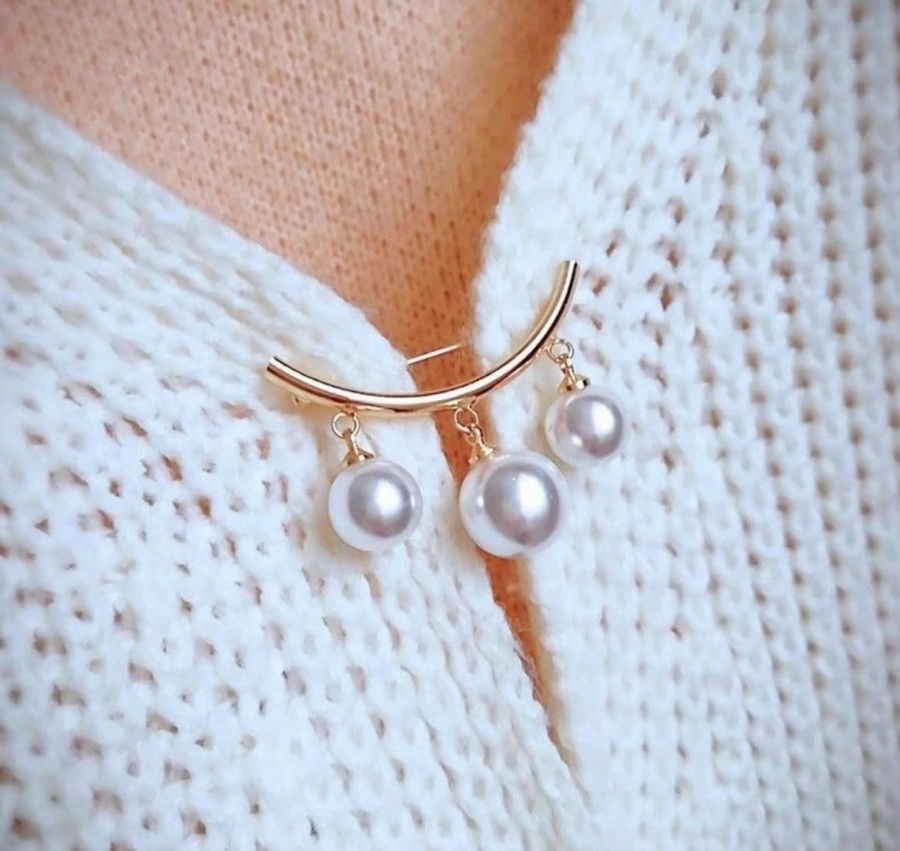 YYDSVOVO Pearl Brooch Pearl Scarf Brooch Sweater Shawl Waist Pants Extender Safety Pins Clip Double Faux Pearl Rhinestones Collar Brooches Dress Skirt Waist Scarf Clip,Perfect For Diy Decoration And Design Clearance