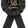 ROSTYAKZ It'S My 50Th Birthday Tinplate Badge Pin, Gold Diamond Happy 50Th Birthday Button Pin, 50 & Fabulous Birthday Black Rosette Award Ribbon Pin For Women, Brooch Buttons For Fifty Years Old Birthday Party Decoration Hot