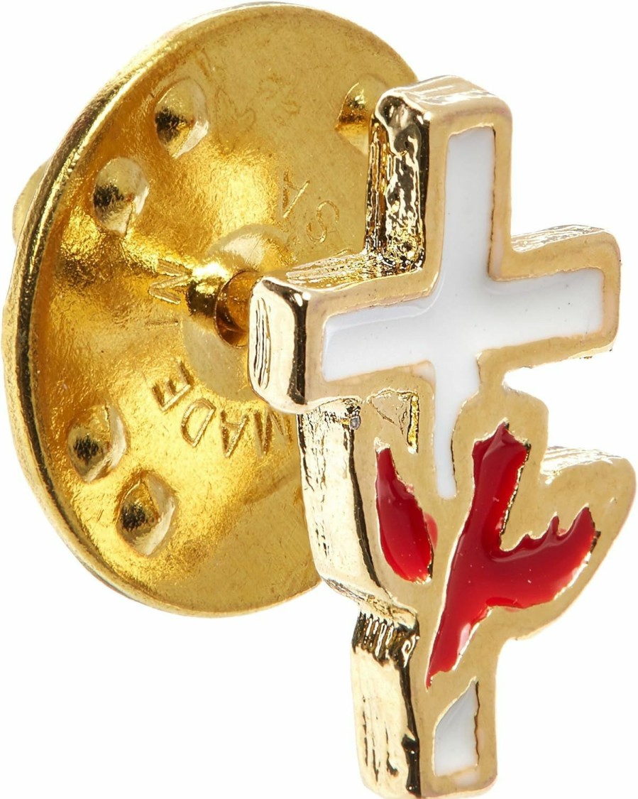 Cathedral Art Cathedral Art (Abbey & Ca Gift Red Dove On White Cross Inspirational Lapel Pin, One Size Clearance