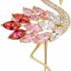 SKZKK Skzkk Colourful Flamingo Brooches Diamond Broaches For Women Crystal Rhinestone Animal Pins Colorful Diamond Party Vintage Womens Jewelry Best