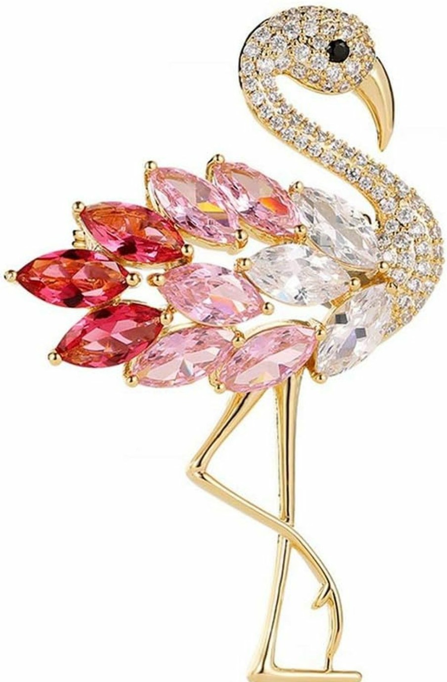 SKZKK Skzkk Colourful Flamingo Brooches Diamond Broaches For Women Crystal Rhinestone Animal Pins Colorful Diamond Party Vintage Womens Jewelry Best