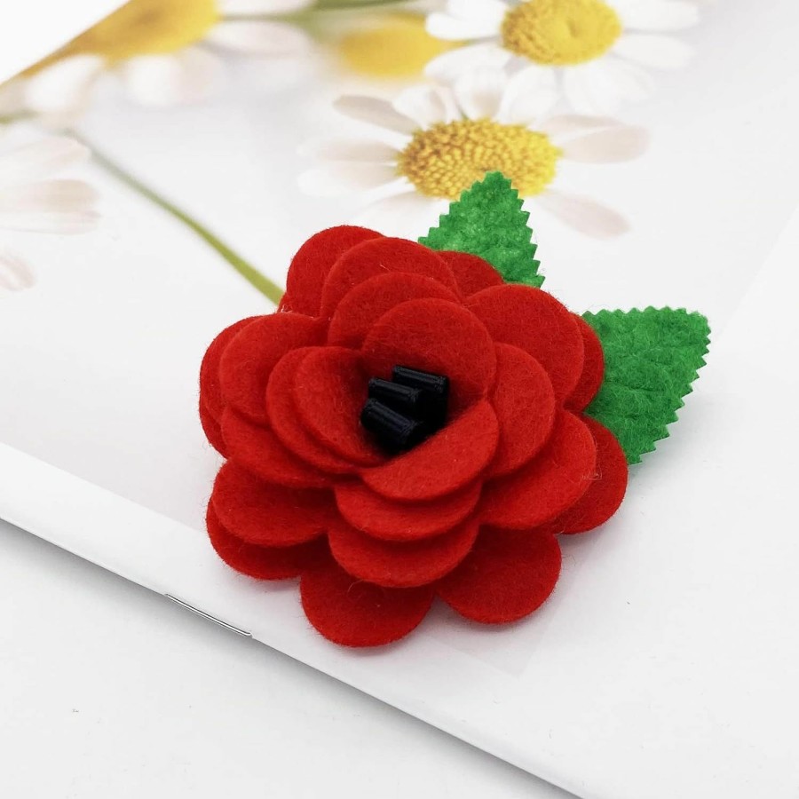 LAXPICOL Laxpicol Red Poppy Brooch Lapel Badge Pin Red Flower Brooches Veterans Memorial Day Solider Remembrance Day Gift Wholesale