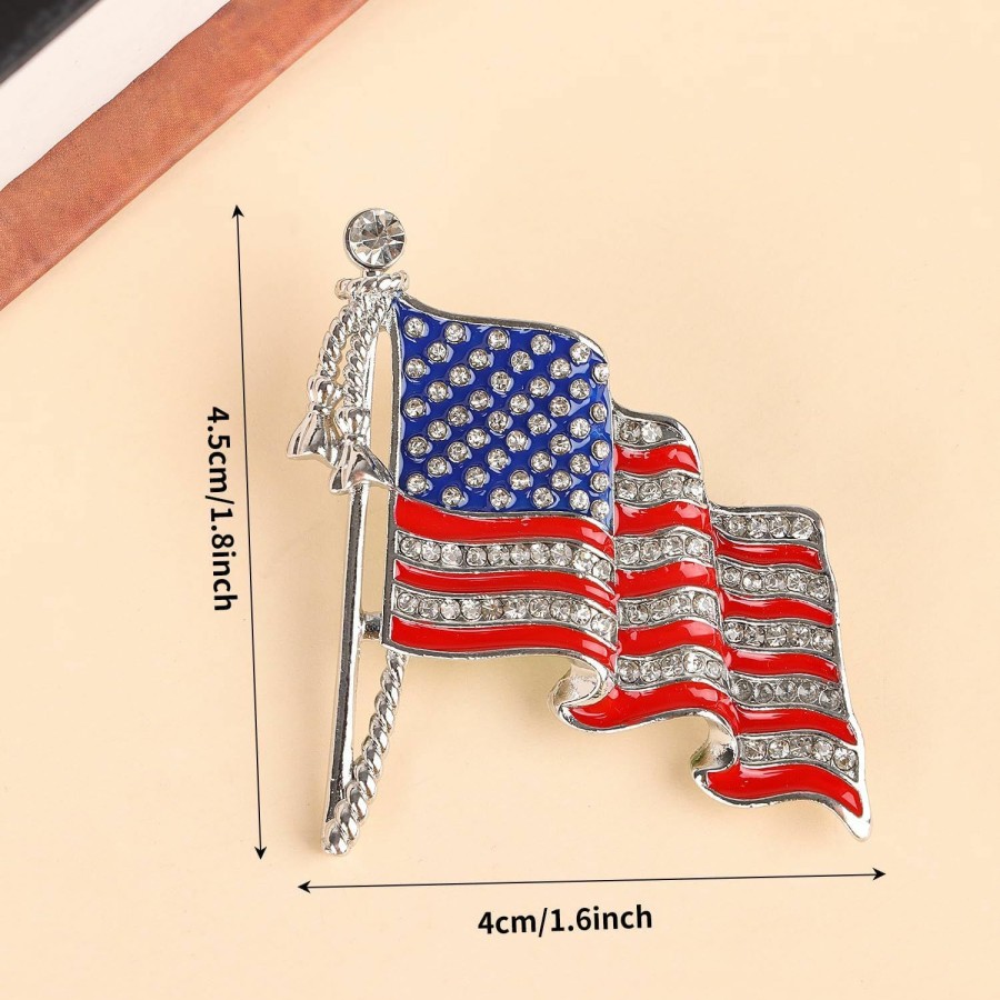 JOFONY Jofony American Flag Brooches,Waving Usa Flag Lapel Pin Sparkling Shining Artificial Diamonds Rhinestone Independence Day Brooch Pins For Adults And Children Coat Shirt And Uniform Best