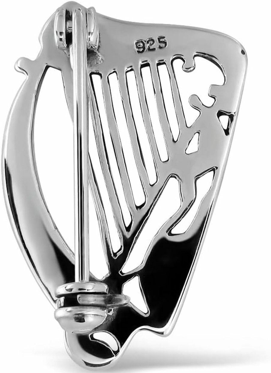 W | S WITHLOVE SILVER Withlovesilver 925 Sterling Silver Celtic Triquetra Trinity Harp Musical Brooch Pin Clearance