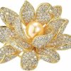 EMEGCY Emegcy Flower Brooch For Women Girls Flower Rhinestone Brooch Gold Plated Lapel Pin Clothing Accessory Wedding Gift Fashion Jewelry For Mom Wife New