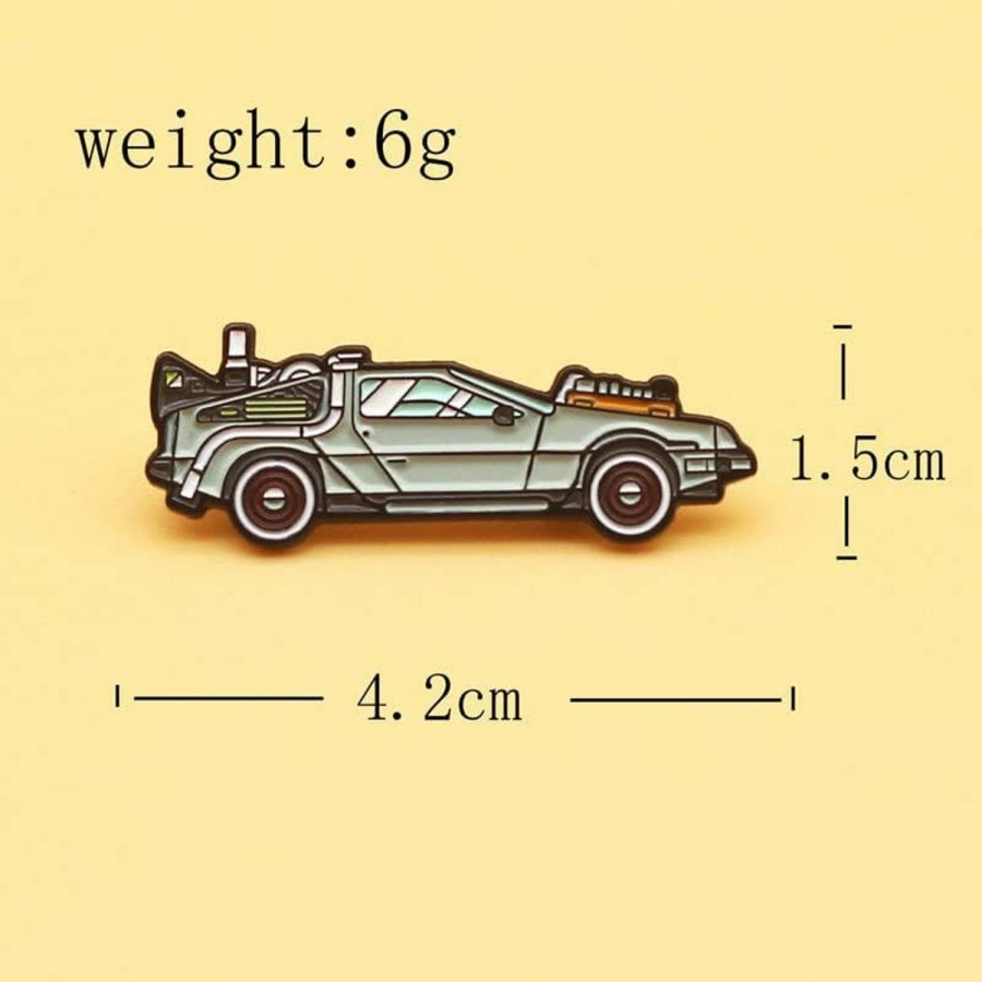 Pinposni Delorean Sports Car Enamel Pin Brooch Cartoon Time Machine Brooch For Backpacks,Metal Badge For Fans Wholesale