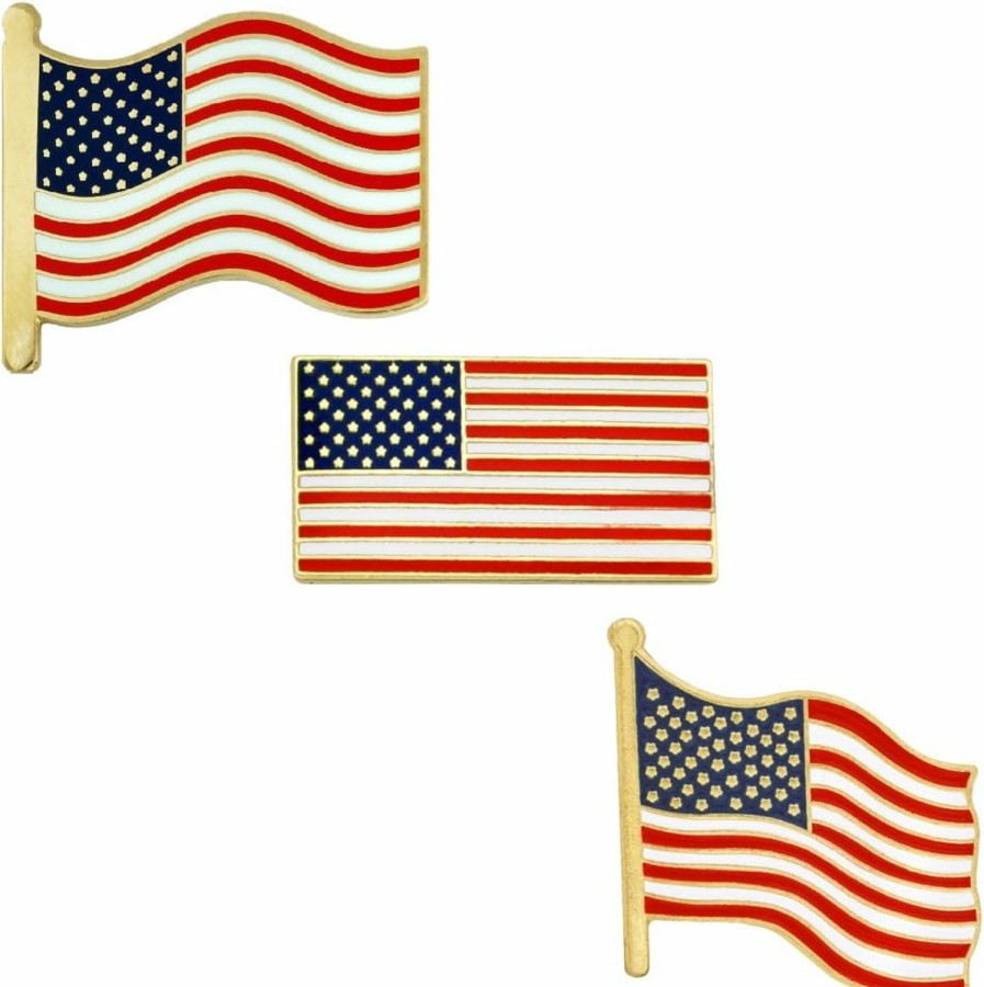 PinMart Pinmart'S American Flag Enamel Lapel Pin 3 Piece Set Best