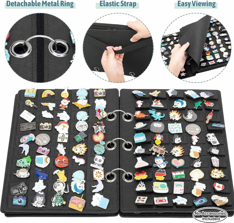 PACMAXI Pacmaxi Pin Display Book - Flip-Page Enamel Pin Collection With 4 Pages, Hold Up To 200 Pins, Portable Pin Binder For Brooch Collections (Accessories Not Included)(Black) (Lake Blue-4 Pages) Wholesale