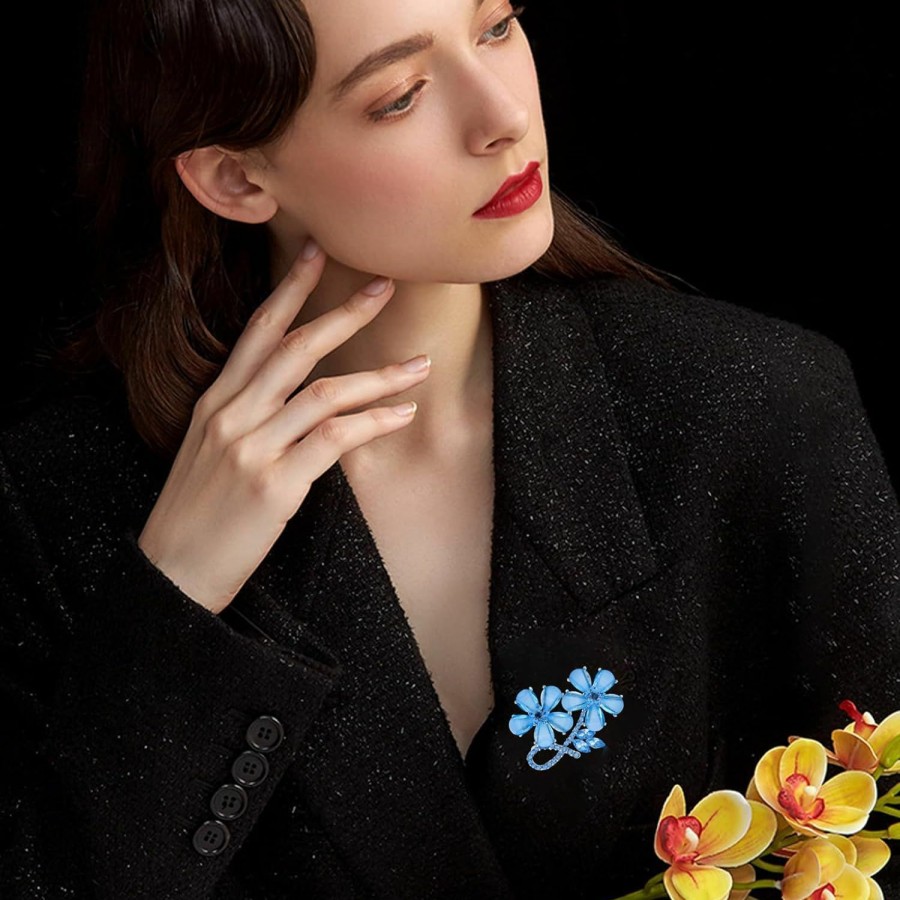 UNVAK Unvak Rhinestone Flower Brooch For Women Crystal Flower Brooches Pin Rhinestone Flower Lapel Pin Valentine'S Day Mother'S Day Gift For Wife Mother Best