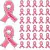 Retrowavy Retrowavy 50 Pcs Breast Cancer Awareness Pins Pink Ribbon Lapel Pins Brooch For Women Hope Breast Cancer Pins For Charity Recognition Public Event Survivor Jewelry Accessories Clearance