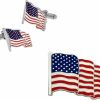 PinMart Pinmart'S Silver Made In The Usa American Flag Enamel Lapel Pin & Cufflink Patriotic 2 Pc Bundle Set Wholesale