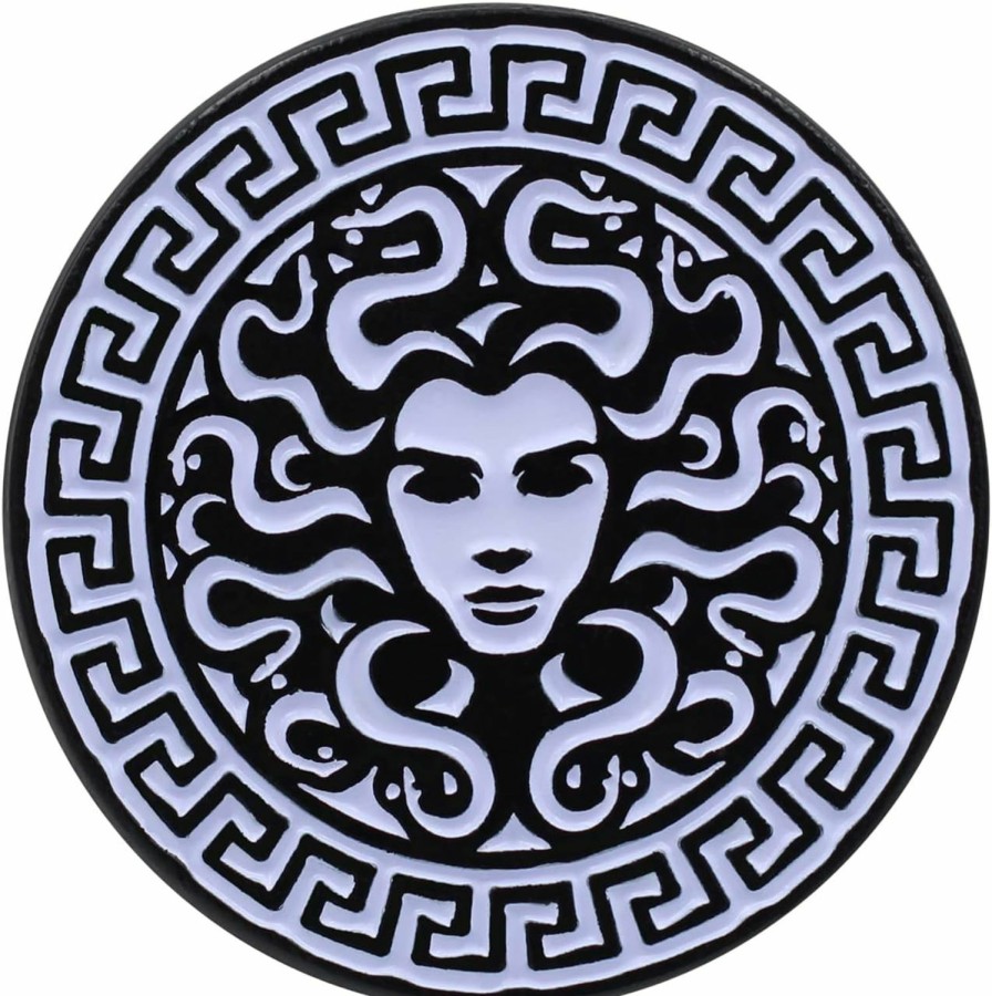 Real Sic Real Sic Medusa Enamel Pin - Greek Mythology Pin - Fashionable, Occult, Witchy, Feminist Lapel Pin For Hats, Backpacks, Jackets, Bags & Tops New