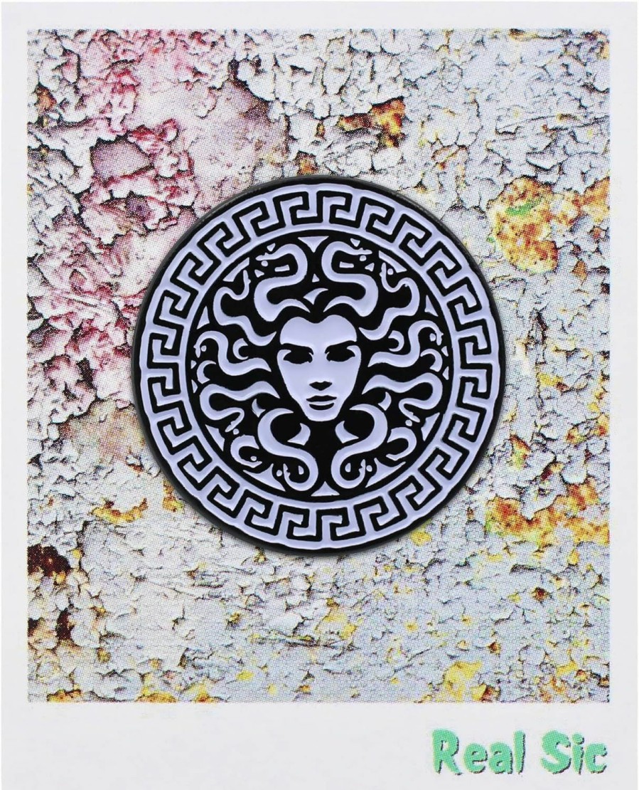 Real Sic Real Sic Medusa Enamel Pin - Greek Mythology Pin - Fashionable, Occult, Witchy, Feminist Lapel Pin For Hats, Backpacks, Jackets, Bags & Tops New