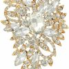 EVER FAITH Ever Faith Women'S Austrian Crystal Wedding Flower Leaf Bouquet Brooch Online