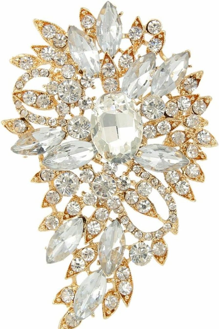 EVER FAITH Ever Faith Women'S Austrian Crystal Wedding Flower Leaf Bouquet Brooch Online